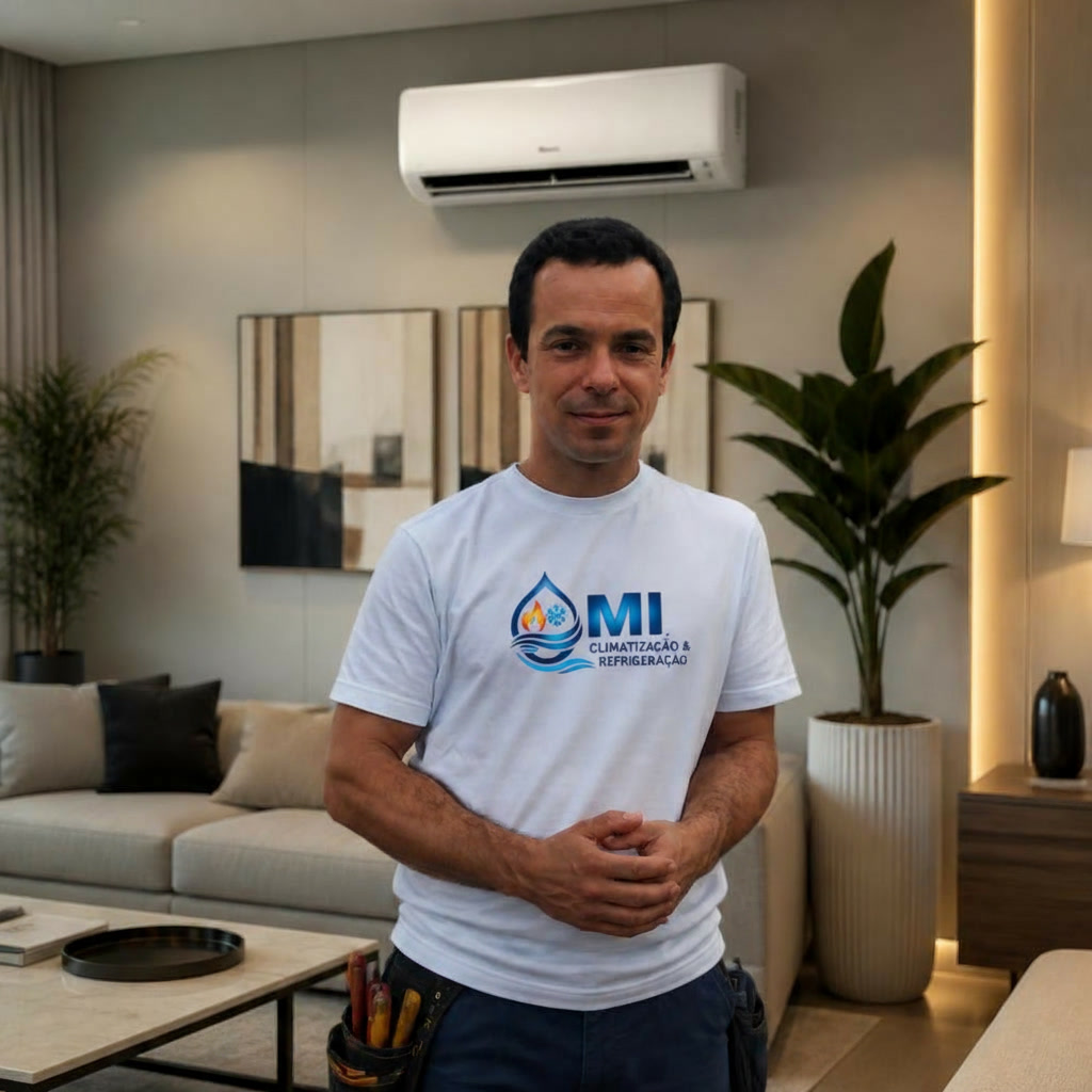Maykel, técnico da MI Climatização & Refrigeração